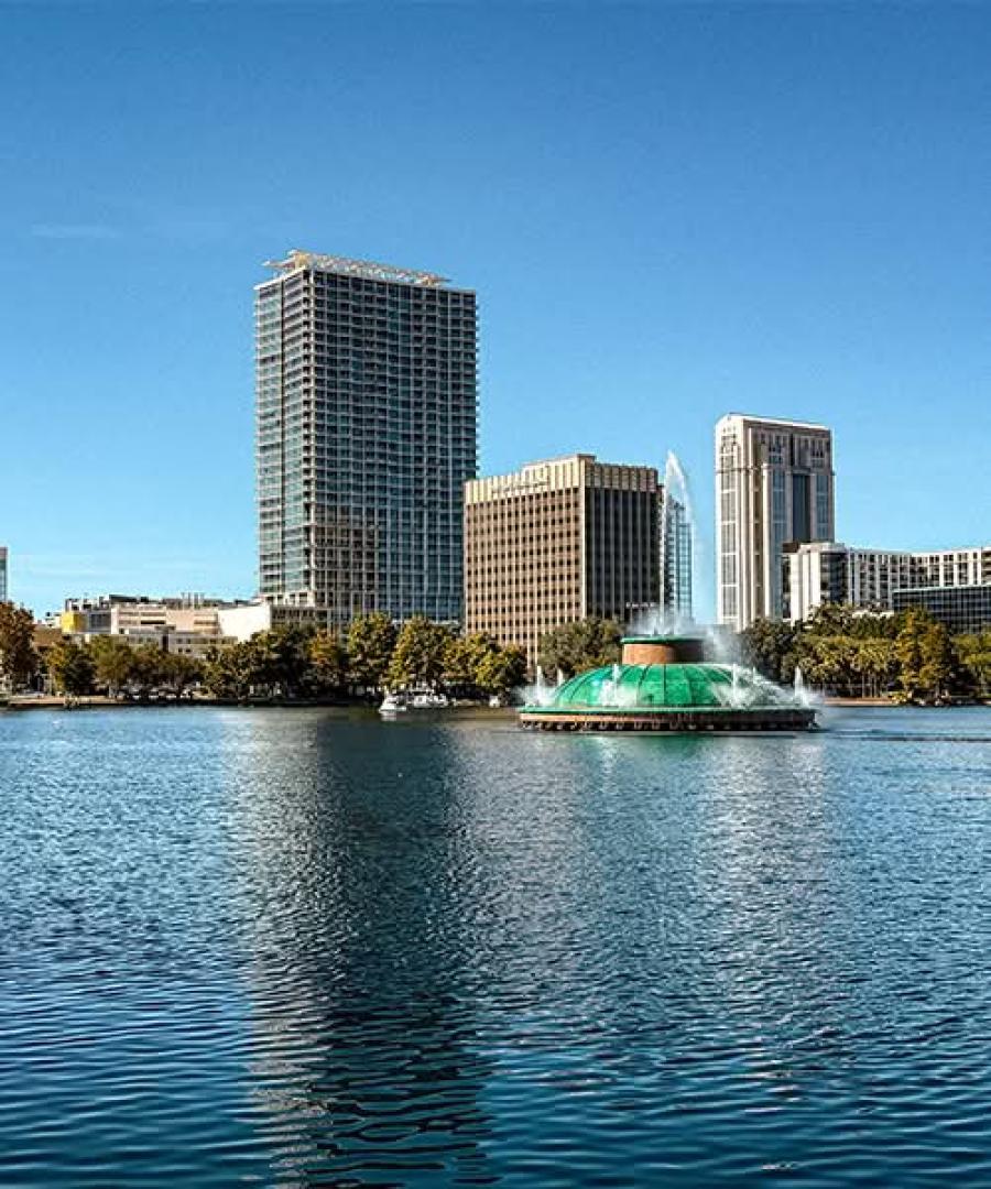 Lake Eola Park skyline view during the Orlando Food Tour