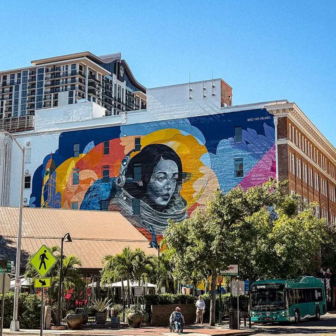 Street art mural in downtown Orlando near the Orlando Food Tour route